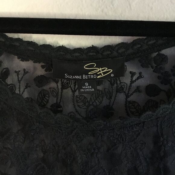 Sheer witchy bell sleeve lace mesh black top cover up layered look whimsygoth S - Picture 3 of 4